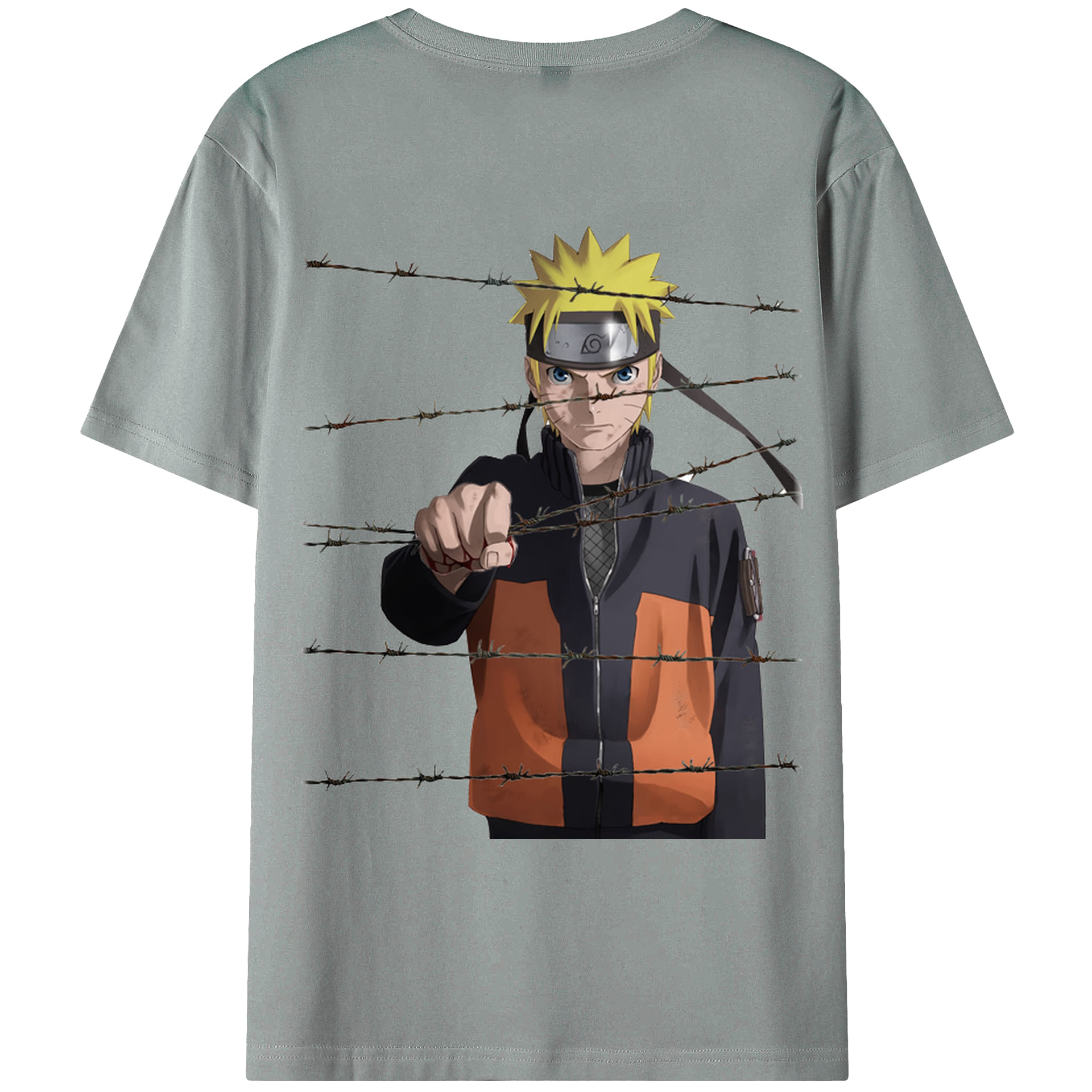 （画像用） NARUTO -ナルト- うずまき ナルト Uzumaki Naruto 綿100％ メンズ半袖Tシャツ（バックプリント） 通気性